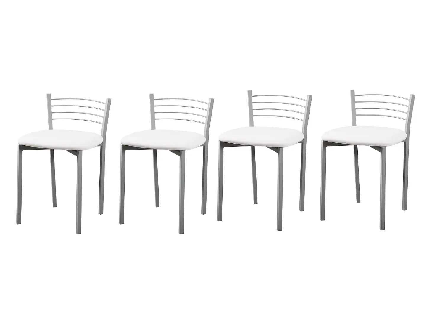 Pack de 4 Sillas de Cocina – Metálicas en Acabado Gris y Blanco, Medidas: 40 cm x 41 cm x 63 cm