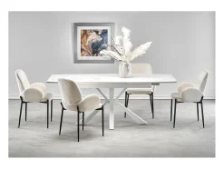 Pack de 2 sillas de comedor de 88x57x60 cm con tapizado borreguito en color blanco Cheryl