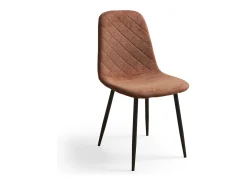 Pack de 4 sillas de comedor de 86x45x54 cm de tela en color marrón con patas negras Suiz