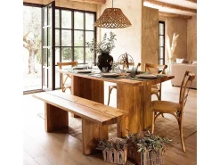 Pack de 2 sillas de comedor Provenza madera sostenible y ratán natural claro Adec