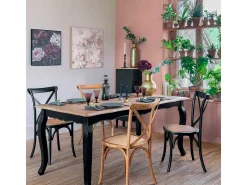 Pack de 2 sillas de comedor Provenza madera sostenible y ratán natural claro Adec