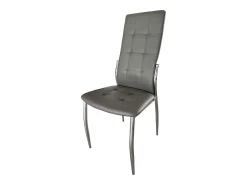 Pack de 2 Sillas de Comedor Salón Laci, Polipiel Cromadas Gris 45x101x51 cm