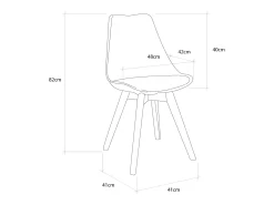Pack de 4 sillas de comedor, salón Tulipa silla nórdica asiento acolchado y patas madera en color negro
