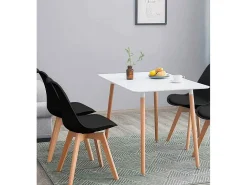 Pack de 4 sillas de comedor, salón Tulipa silla nórdica asiento acolchado y patas madera en color negro