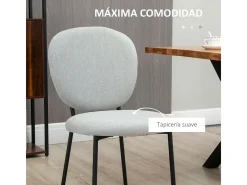 Pack de 2 sillas de comedor Gamma Homcom gris 82x46x59 cm