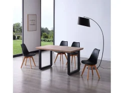 Pack de 4 sillas de comedor Bistro estilo nórdico negro Adec