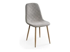 Pack de 4 sillas de comedor de 86x45x54 cm de tela en color gris con patas roble Suiz