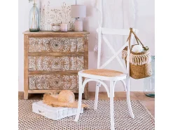 Pack de 2 sillas de comedor Provenza madera sostenible y ratán blanco Adec