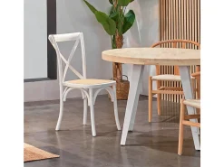 Pack de 2 sillas de comedor Provenza madera sostenible y ratán blanco Adec