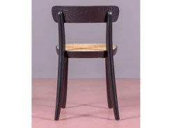 Pack de 2 sillas de madera con asiento de ratán natural - Tours - Negro