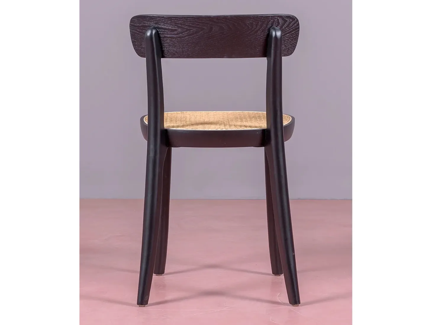 Pack de 2 sillas de madera con asiento de ratán natural - Tours - Negro