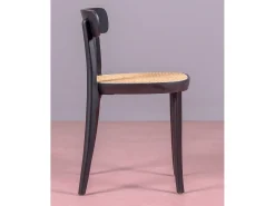 Pack de 2 sillas de madera con asiento de ratán natural - Tours - Negro