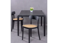 Pack de 2 sillas de madera con asiento de ratán natural - Tours - Negro