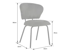 Pack de 2 sillas de terciopelo gris claro NILSA - HAPPY GARDEN