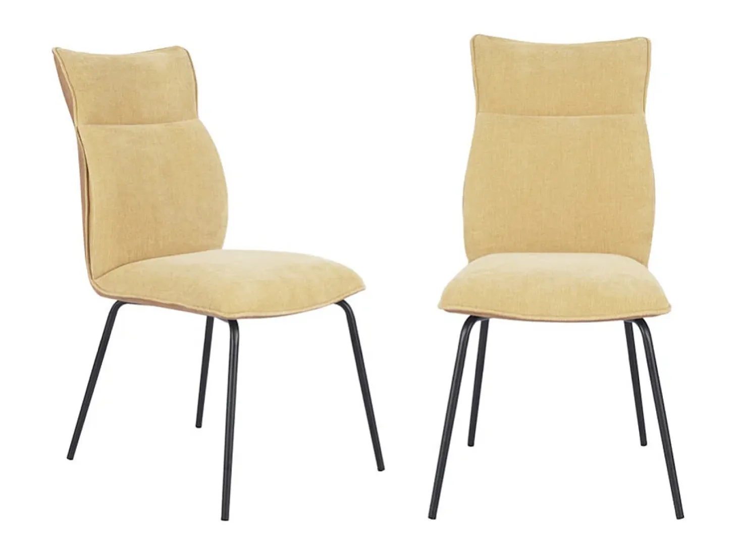 Pack de 2 sillas de 95x65x45 cm con respaldo trasero en símil napa en color mostaza Roma