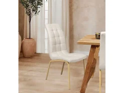 Pack de 4 sillas de 96x42x55 cm de tela con asiento ergonómico en color beige Mabel