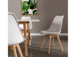 Pack de 2 sillas escandinavas NORA color blanco con cojín - HAPPY GARDEN