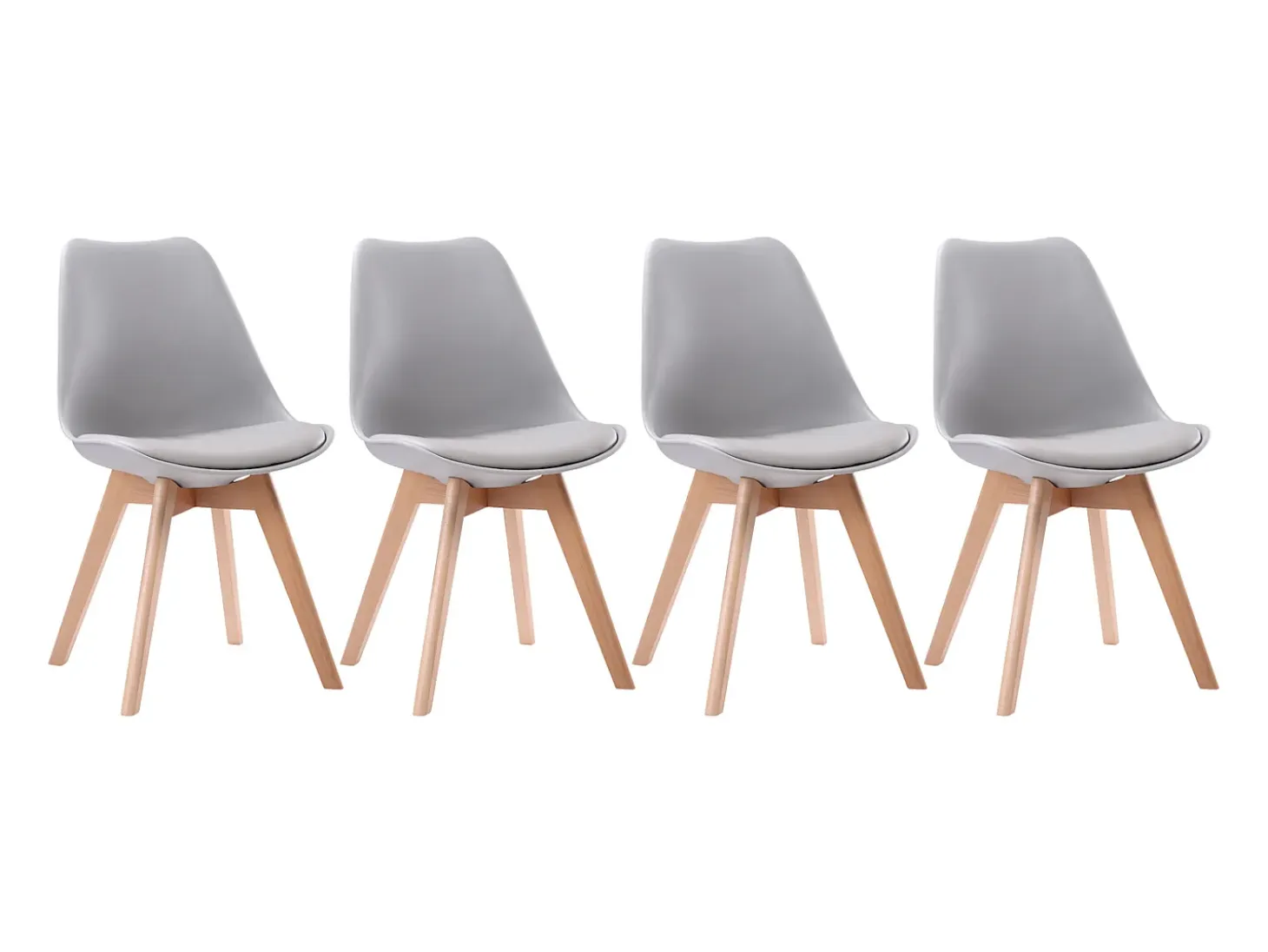 Pack de 4 sillas escandinavas NORA color gris con cojín