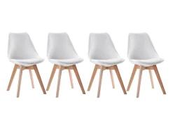 Pack de 4 sillas escandinavas NORA color blanco con cojín - HAPPY GARDEN