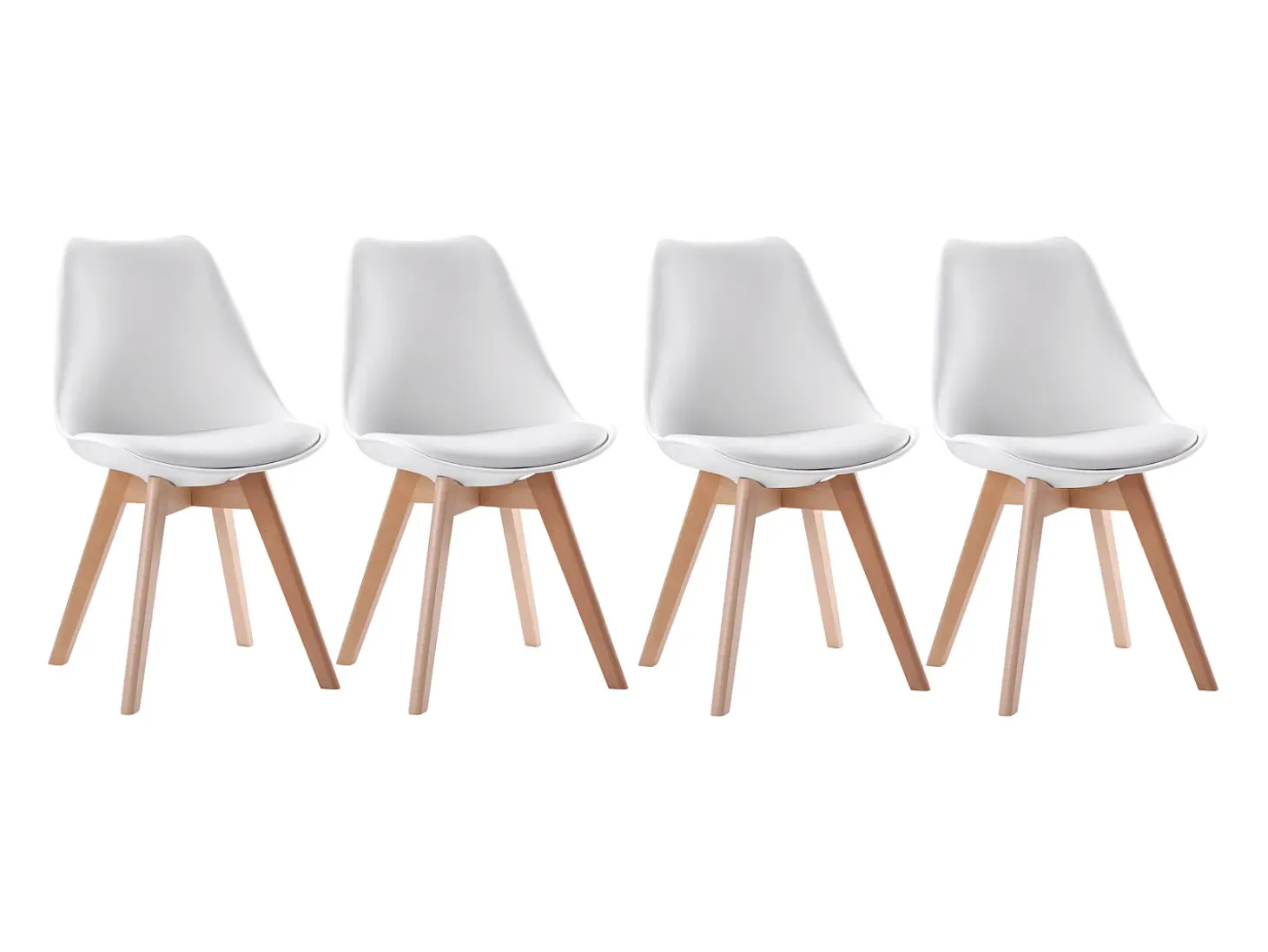 Pack de 4 sillas escandinavas NORA color blanco con cojín - HAPPY GARDEN