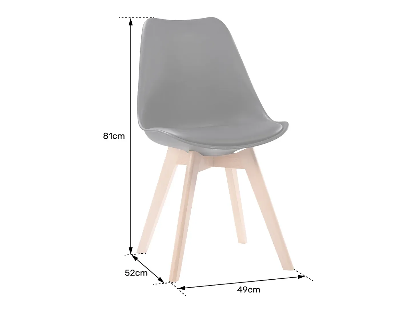 Pack de 4 sillas escandinavas NORA color blanco con cojín - HAPPY GARDEN