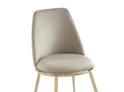 Pack de 6 sillas estilo art déco con carcasa de terciopelo y metal dorado - Beige - NEBINA