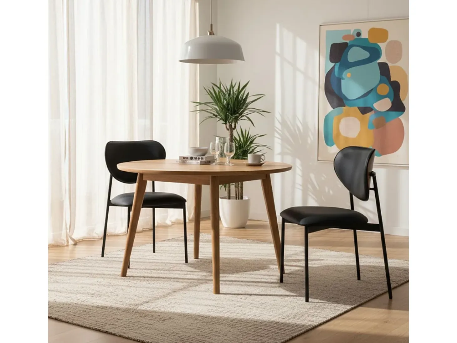 Pack de 2 sillas Eva respaldo curvado negro 85x52x47 cm Adec