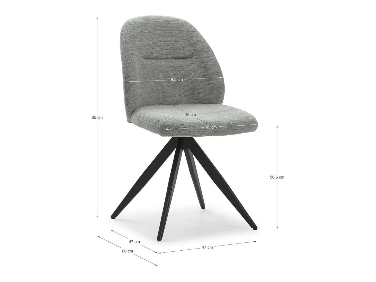 Pack de 2 sillas giratorias modelo Tamesis tapizado textil gris claro, 85cm(alto) 49.5cm(a
