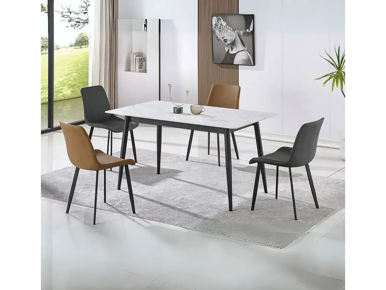 Pack de 2 sillas Lis Cuir asiento curvado gris 83x50x47 cm Adec