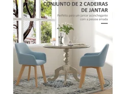 Pack de 2 sillas Luna Homcom con reposabrazos azul claro 80x54x57 cm