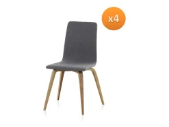 Pack de 4 sillas madera tapizadas en gris