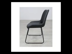 Pack de 4 sillas Md-Elise tapizadas en piel sintética negro, 85cm(alto) 53cm(ancho) 62cm(
