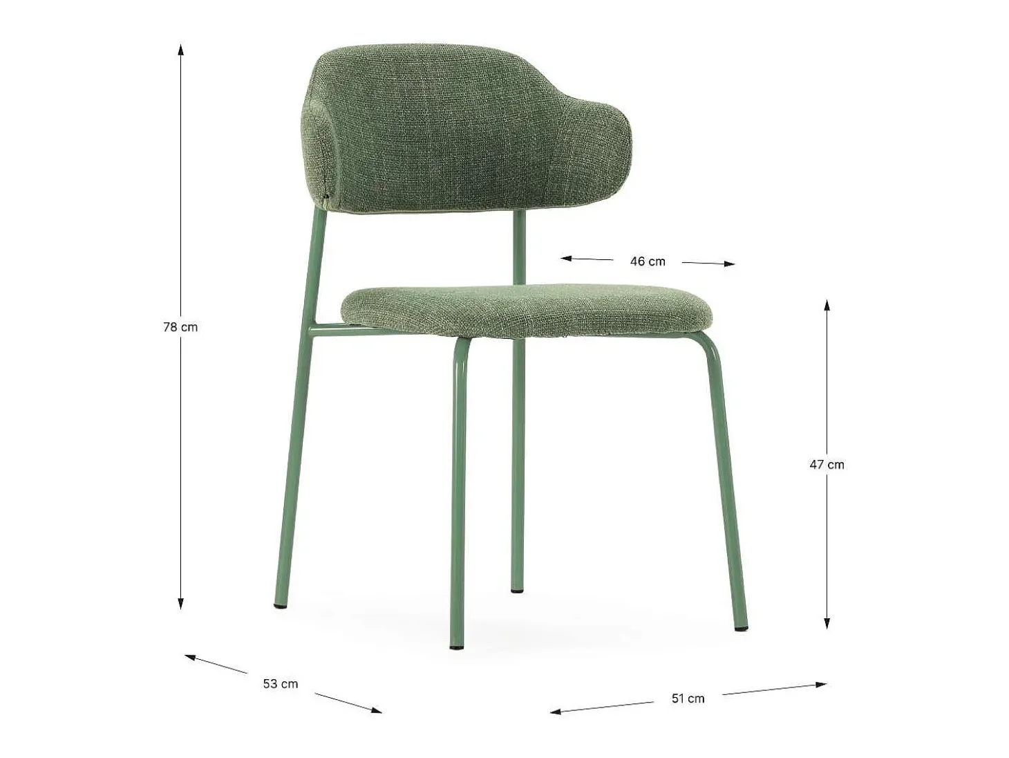 Pack de 4 sillas md-Joel tapizado textil verde, 78cm(alto) 51cm(ancho) 53cm(largo)