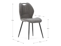 Pack de 4 sillas md-Omar tapizado textil gris antracita, 86cm(alto) 48cm(ancho) 58cm(largo