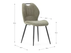 Pack de 4 sillas md-Omar tapizado textil verde/negro, 86cm(alto) 48cm(ancho) 58cm(largo)