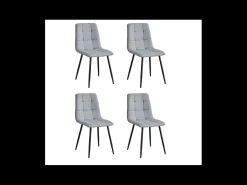 Pack de 4 sillas Md-Portland tapizadas en tejido gris, 88cm(alto) 43cm(ancho) 47.5cm(fondo
