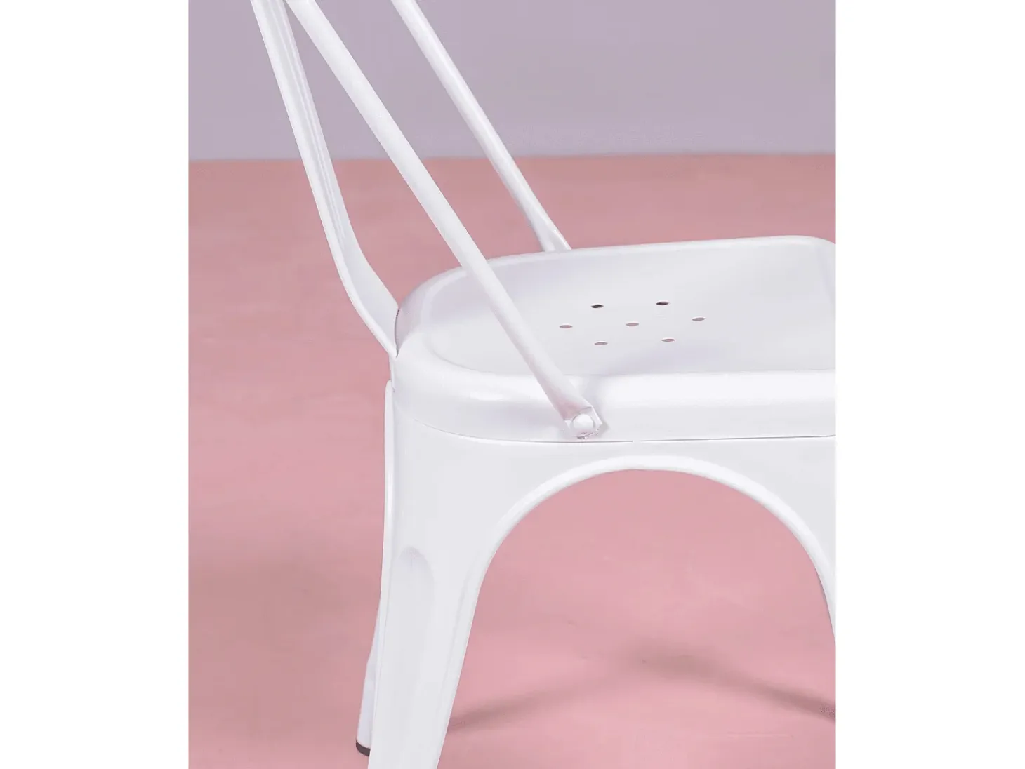 Pack de 4 sillas metálicas apilables - Bistro - Blanco