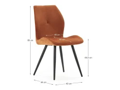 Pack de 2 sillas modelo Adara tapizado textil teja, 91cm(alto) 46cm(ancho) 62cm(largo)