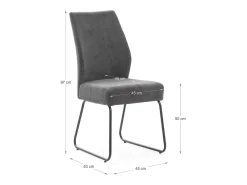 Pack de 4 sillas modelo Alicia tapizado textil gris antracita, 97cm(alto) 45cm(ancho) 62cm
