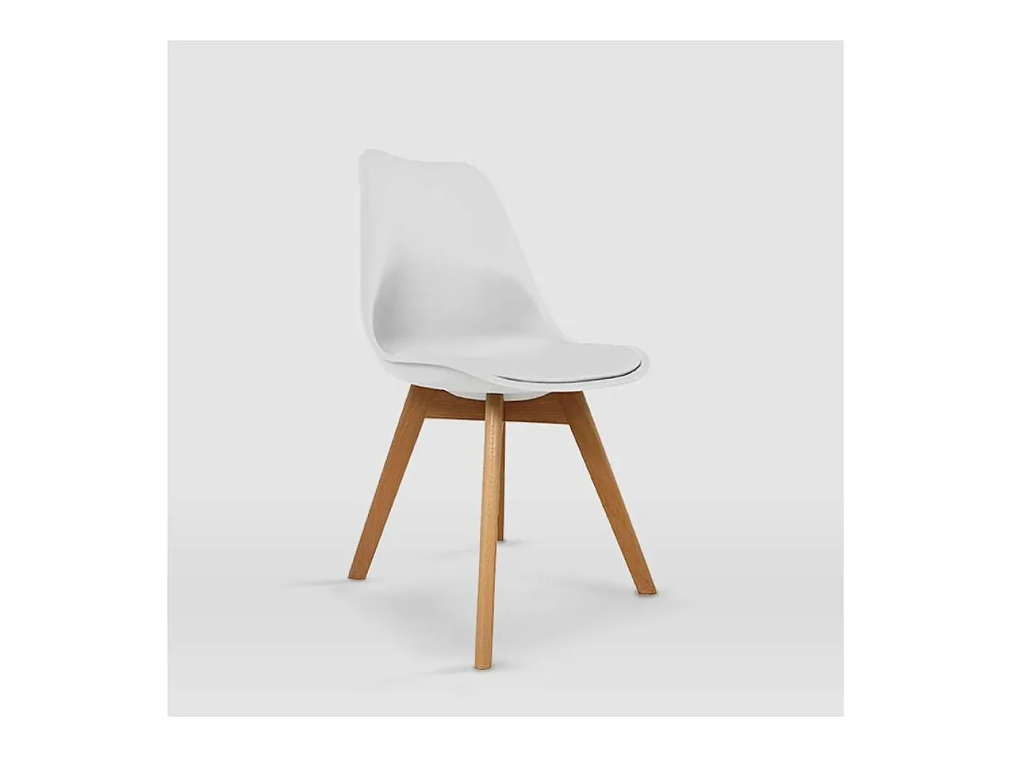 Pack de 4 sillas modelo Dana tapizadas en piel sintética blanco, 48.5cm(ancho ) 82.5cm(al