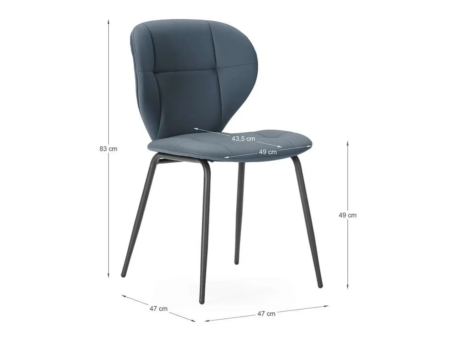 Pack de 2 sillas modelo Fauna tapizado polipiel gris oscuro, 83cm(alto) 50cm(ancho) 57cm(l