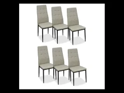 Pack de 6 sillas modelo Latina tapizadas en textil beige, 96cm(alto) 44cm(ancho) 45cm(larg