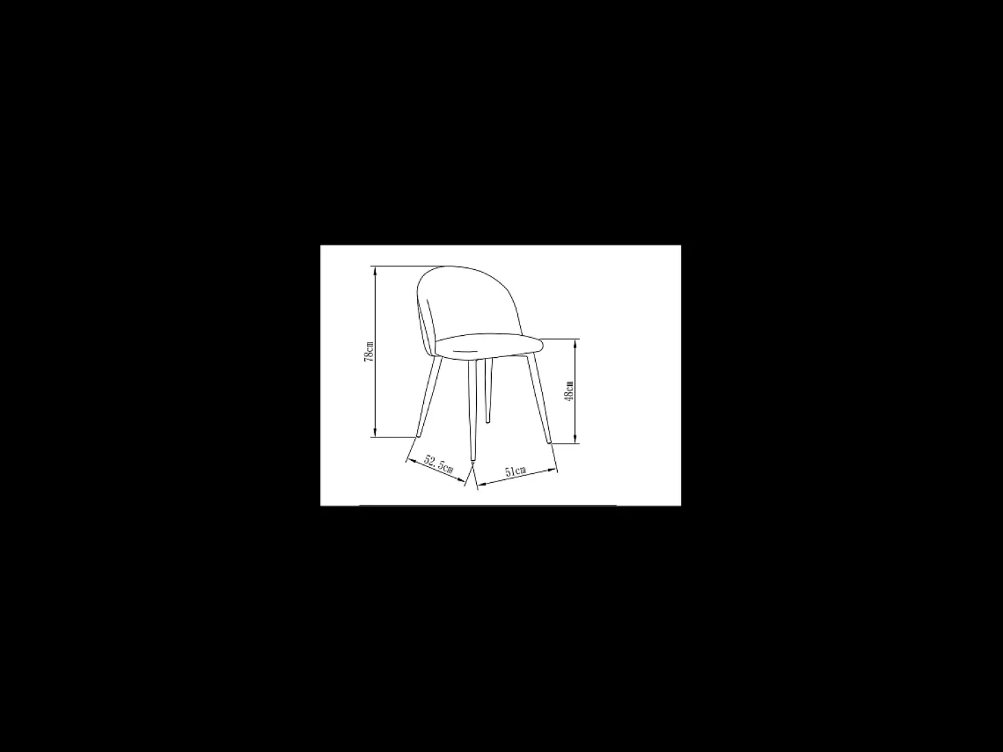 Pack de 4 sillas modelo Mercedes tapizadas en terciopelo azul índigo, 51cm(ancho ) 78cm(a