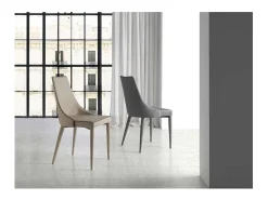 Pack de 2 sillas modelo Paola acabado polipiel gris, 50 x 58 x 92/49 cm (largo x ancho x a