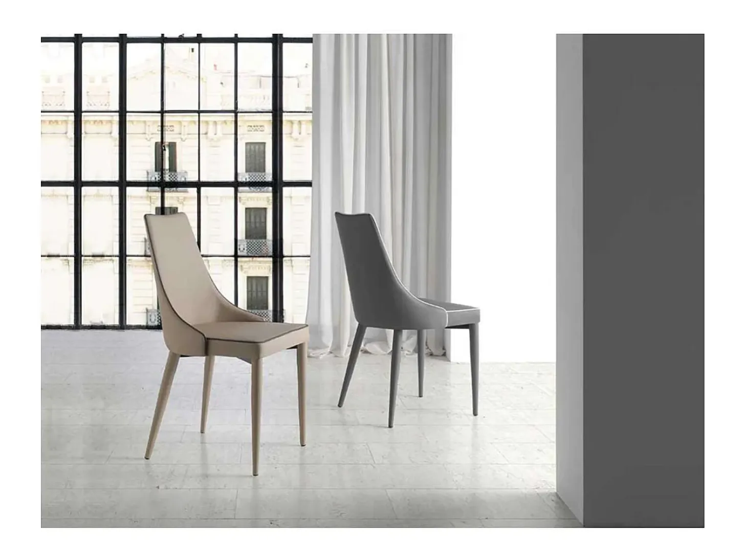 Pack de 2 sillas modelo Paola acabado polipiel gris, 50 x 58 x 92/49 cm (largo x ancho x a