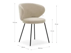 Pack de 2 sillas modelo Rebeca tapizado textil beige, 77.5cm(alto) 58cm(ancho) 59.5cm(larg