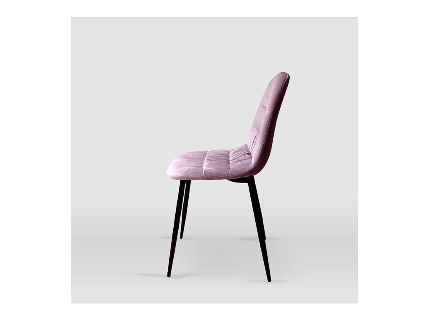 Pack de 4 sillas modelo WEI tapizadas en terciopelo rosa, 45cm(ancho ) 87cm(altura) 54.5cm