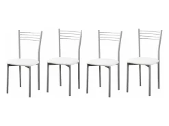 Pack de 4 Sillas Modernas para Cocina y Comedor – Metálicas Gris y Blanco, Dimensiones: 40 x 41 x 85 cm.