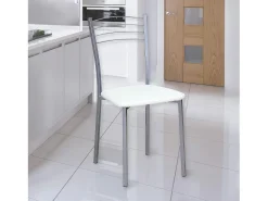 Pack de 4 Sillas Modernas para Cocina y Comedor – Metálicas Gris y Blanco, Dimensiones: 40 x 41 x 85 cm.