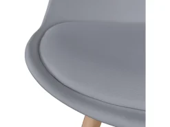 Pack de 4 Sillas para Comedor, Cocina o Salón – Simil Piel Gris y Madera, Medidas: 48 cm x 45 cm x 84 cm.
